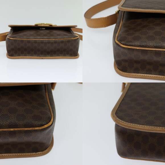 CELINE Macadam Canvas Circle Shoulder Bag Pvc Leather Brown Gold - Picture 10 of 13